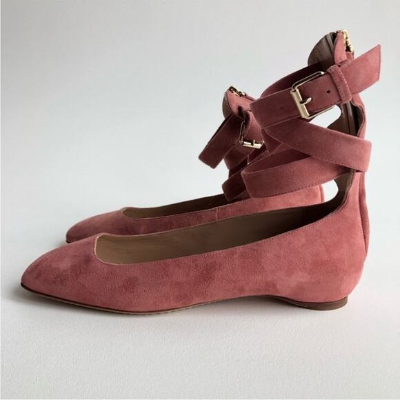 VALENTINO GARAVANI Suede Pink Lace Up Ballet Flats EU37 - Picture 3 of 9